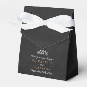 Tandem Bicycle On Chalkboard Wedding Favor Box