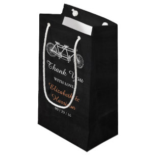 Tandem Bicycle On Chalkboard Wedding Favour Small Gift Bag