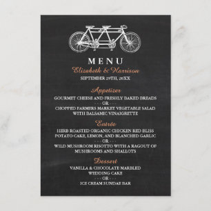 Tandem Bicycle On Chalkboard Wedding Menu