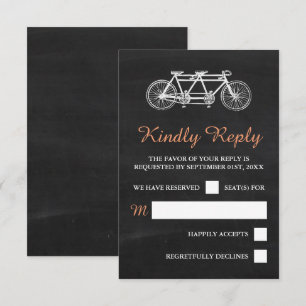 Tandem Bicycle On Chalkboard Wedding RSVP Card