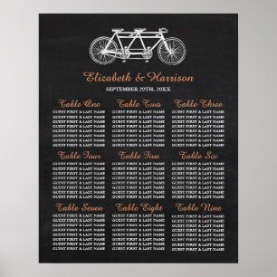 Tandem Bicycle On Chalkboard Wedding Seating Chart