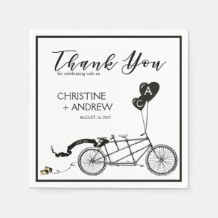 Tandem Bicycle Romantic Casual Wedding Custom Napkin