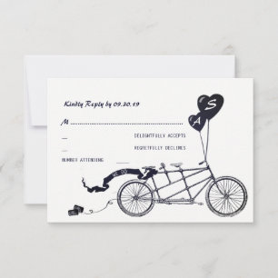 Tandem Bicycle Romantic Casual Wedding RSVP Card