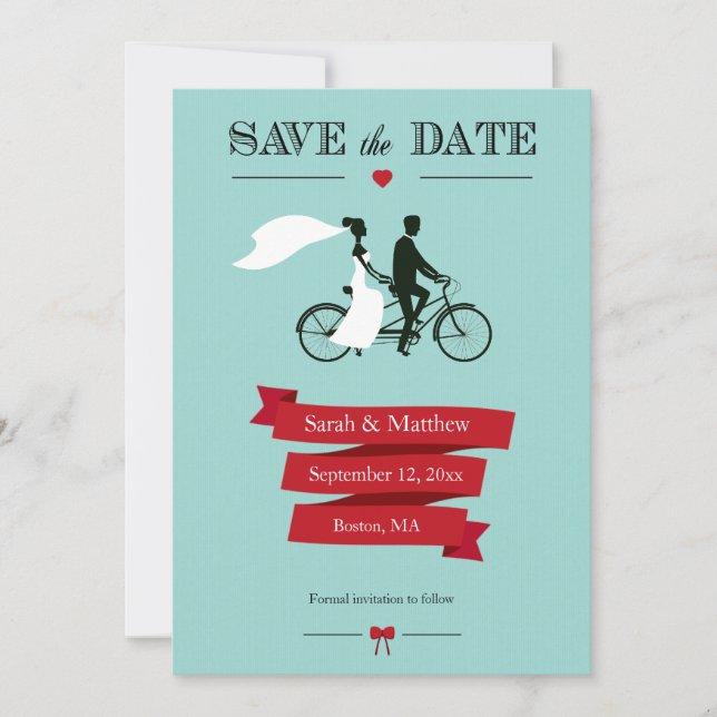 Tandem Bicycle Save the Date Cards (Front)