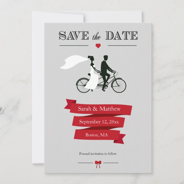 Tandem Bicycle Save the Date Cards (Front)
