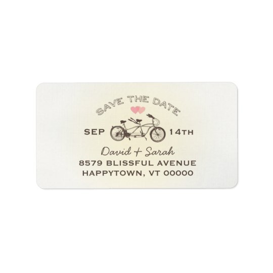Tandem Bicycle Save The Date Label