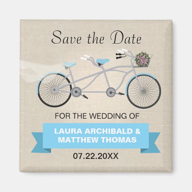 Tandem Bicycle Save the Date Magnet (Front)