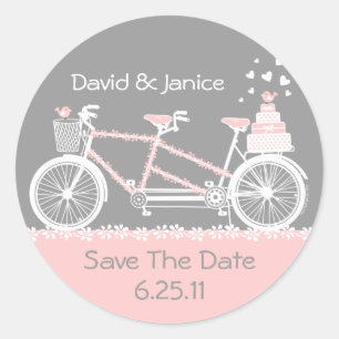 Tandem Bicycle Save The Date Sticker