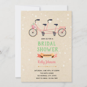 Tandem bicycle shower invitation