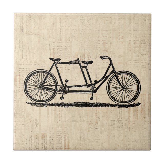 Tandem Bicycle Two Person Bicycle Antique Bike Tile (Front)
