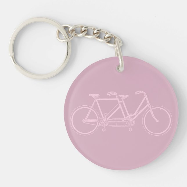 Tandem Bicycle Two Seat Bike Art CUSTOM COLOR Keychain (Front)