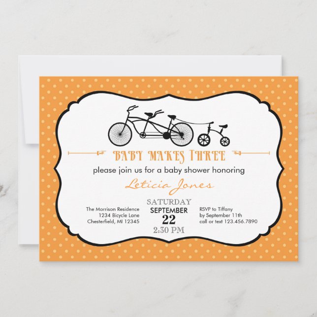 Tandem Bicycle Unisex Baby Shower Invitation (Front)