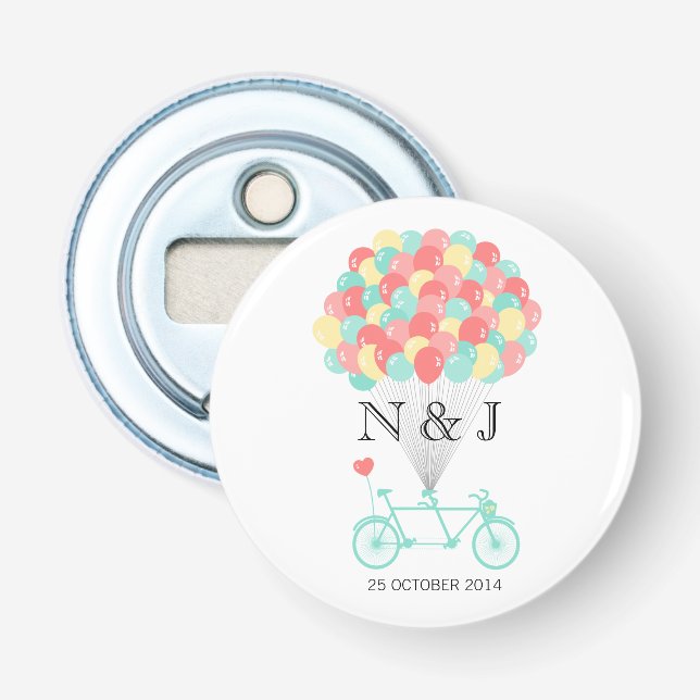 Tandem Bicycle Wedding Bottle Opener Favour (Front)