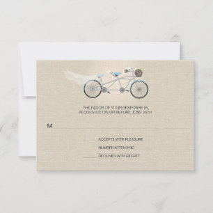 Tandem Bicycle Wedding Faux Linen RSVP
