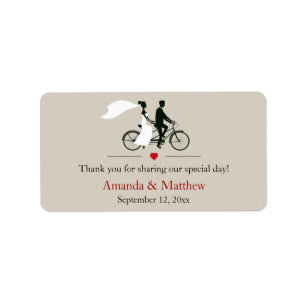 Tandem Bicycle Wedding Favour Labels