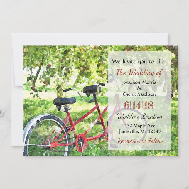 Tandem Bicycle Wedding Invitations (Front)