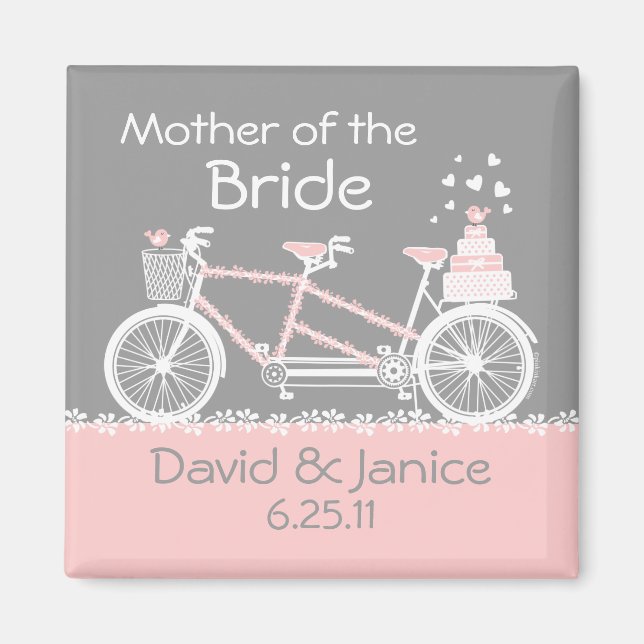 Tandem Bicycle Wedding Keepsake Magnet (Front)