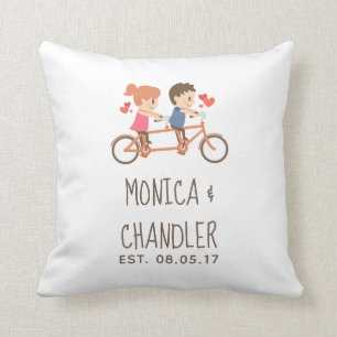 Tandem Bicycle Wedding Keepsake Throw Pillow
