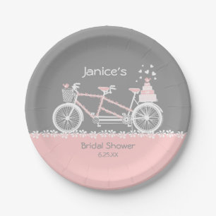 Tandem Bicycle Wedding Paper Plate