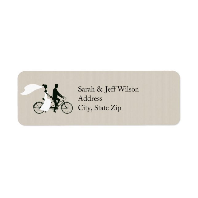 Tandem Bicycle Wedding Return Address Labels (Front)
