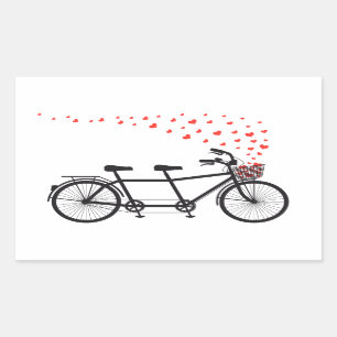 tandem bicycle with red hearts sticker