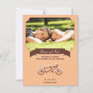 Tandem Bike (Coral) Save the Date Photo