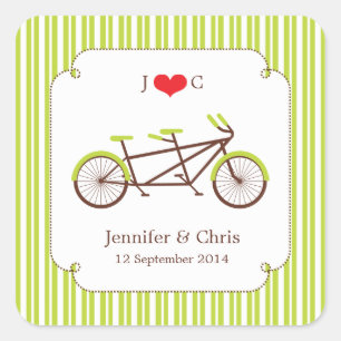 Tandem Bike (Green Stripes) Favour Sticker