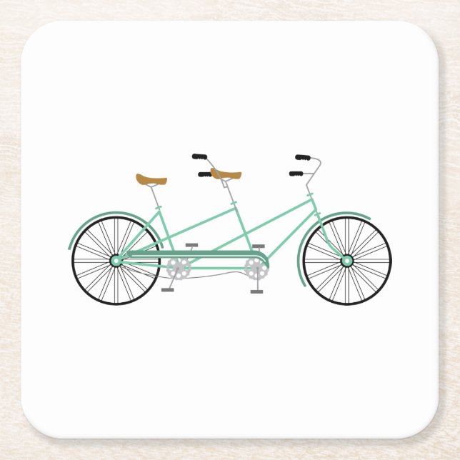 Tandem Bike Square Paper Coaster (Front)