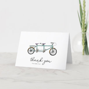 Tandem Bike Thank You from Both, Wedding  Card