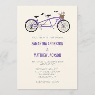 Tandem Bike Wedding Invitation - Purple