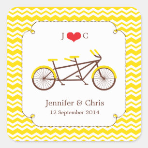 Tandem Bike (Yellow Chevron) Favour Sticker