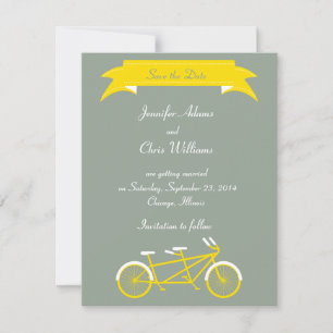 Tandem Bike (Yellow / Grey) Save the Date