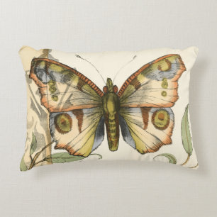 Tandem Butterflies Over Green Leaves Decorative Pillow