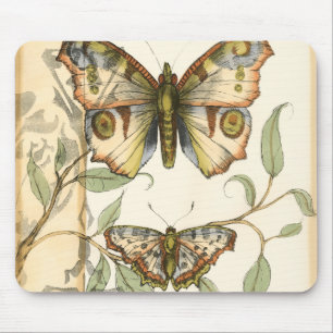 Tandem Butterflies Over Green Leaves Mouse Pad