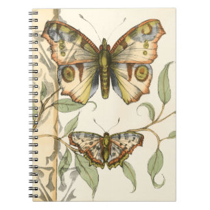 Tandem Butterflies Over Green Leaves Notebook