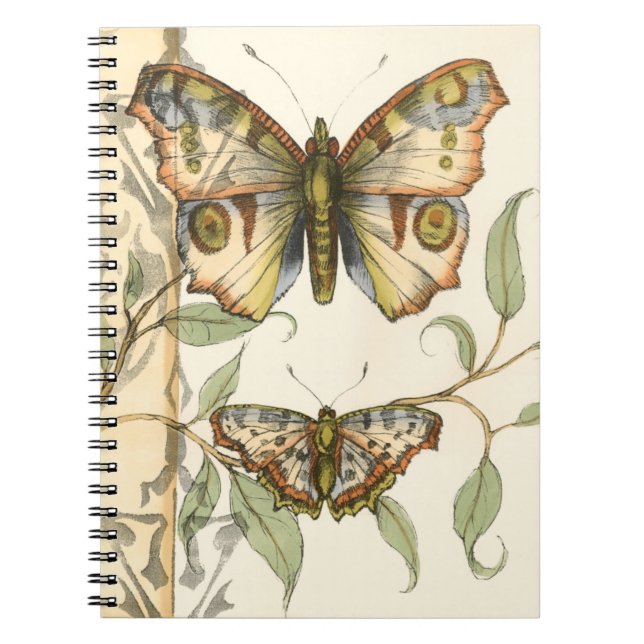 Tandem Butterflies Over Green Leaves Notebook (Front)