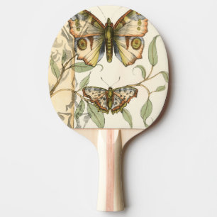 Tandem Butterflies Over Green Leaves Ping Pong Paddle