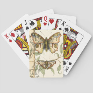 Tandem Butterflies Over Green Leaves Playing Cards