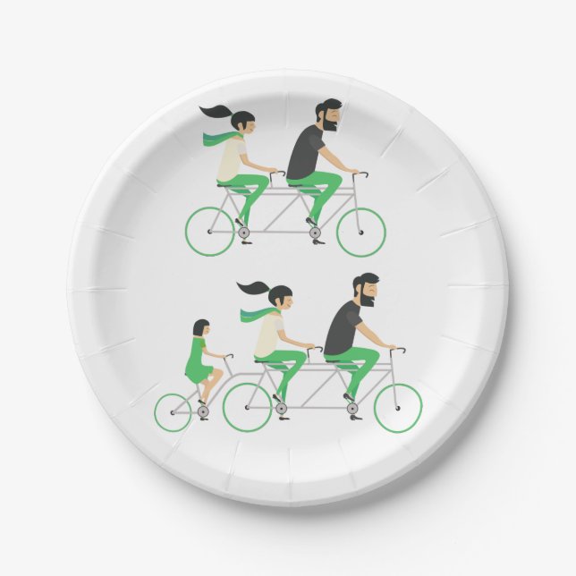 Tandem Cyclists Paper Plate (Front)