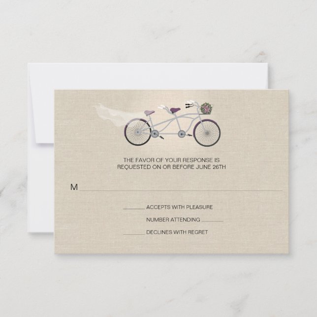 Tandem Plum Vélo Mariage Faux Linen RSVP (Devant)