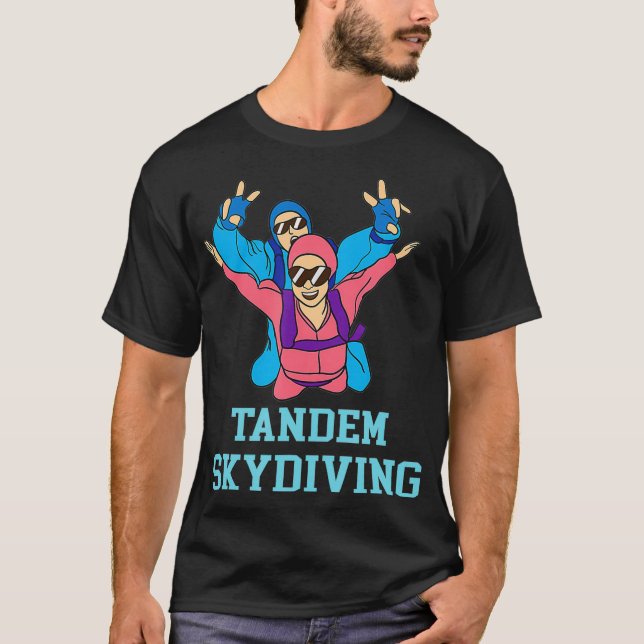 Tandem Skydiving Duo Parachuting Formation Gift Id T-Shirt (Front)