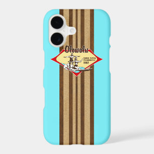 Tandem Surfing Hawaiian Faux Wood Aqua Surfboard