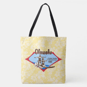 Tandem Surfing Hawaiian Vintage Hibiscus Beach Bag