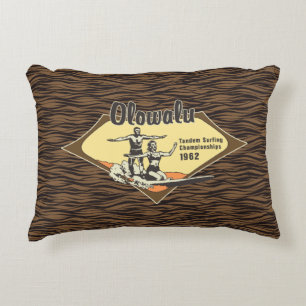 Tandem Surfing Hawaiian Vintage Surf Design Accent Pillow