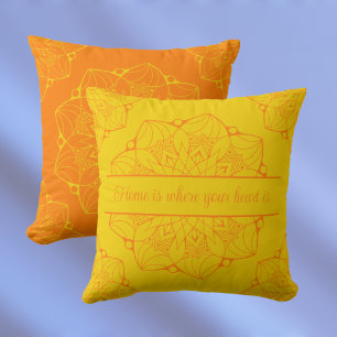 Tangelo Orange Mandala Personalized Throw Pillow