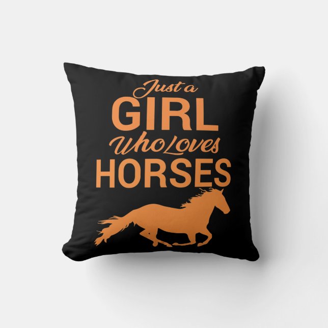 Tangerine A Girl Who Loves Horses  Throw Pillow (Front)