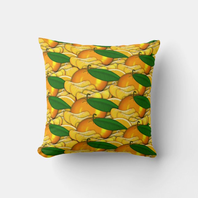 Tangerine a Summer Pattern Throw Pillow (Front)