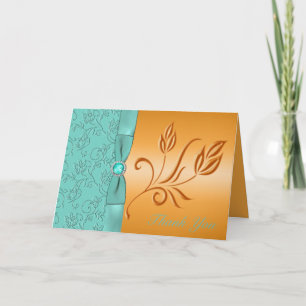 Tangerine and Aqua Jewelled Thank You Card