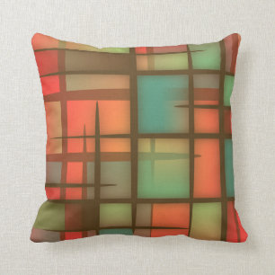 Tangerine and Forest Green Accent Pillow