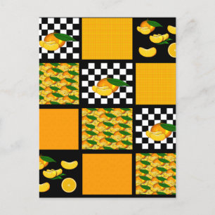 Tangerine and Plaid Patchwork Postcard